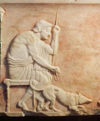 Animal baiting, relief from a statue base found in the Dipylon cemetery (detail)